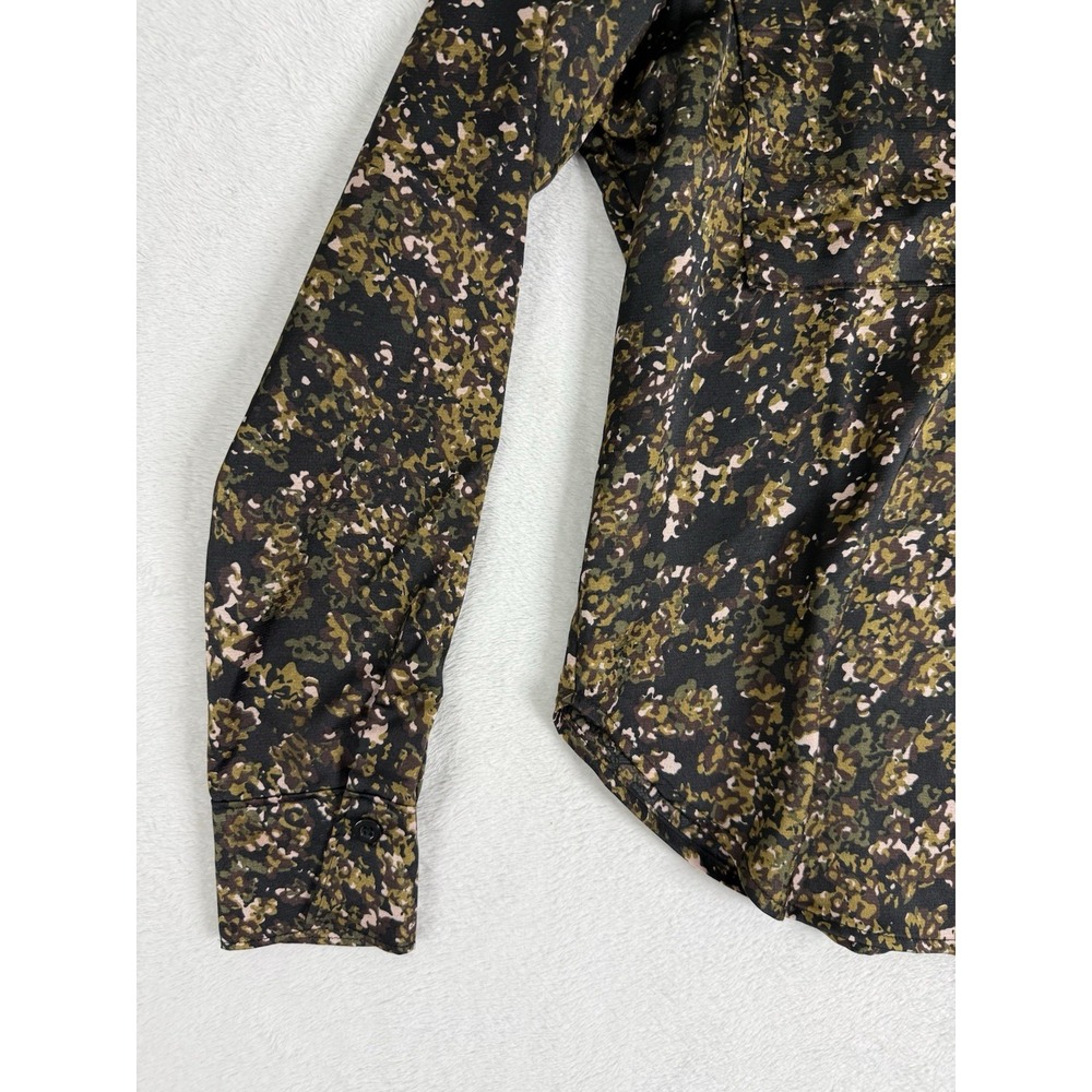 Evereve Sasha Satin Abstract Print Button Up Shirt Work Blouse Date Night Top S - Picture 2 of 14